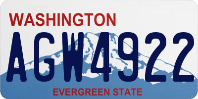 WA license plate AGW4922