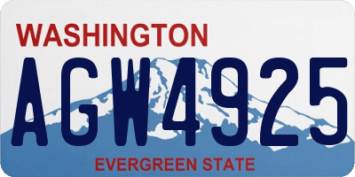 WA license plate AGW4925