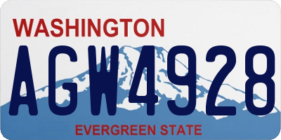 WA license plate AGW4928
