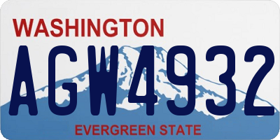 WA license plate AGW4932