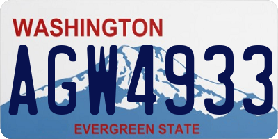 WA license plate AGW4933