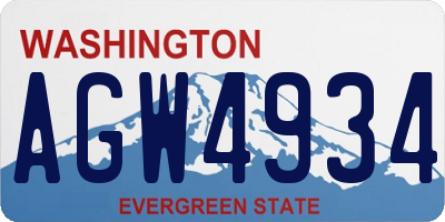 WA license plate AGW4934