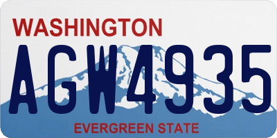 WA license plate AGW4935