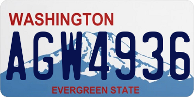WA license plate AGW4936