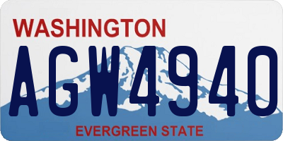 WA license plate AGW4940
