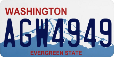 WA license plate AGW4949