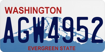 WA license plate AGW4952