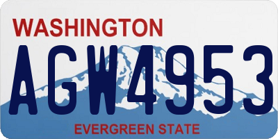 WA license plate AGW4953