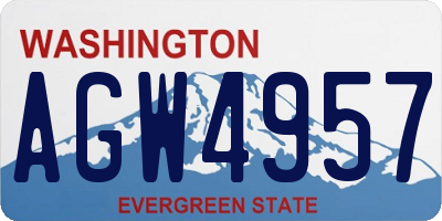 WA license plate AGW4957