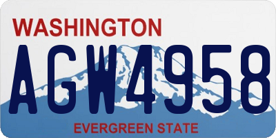 WA license plate AGW4958