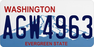 WA license plate AGW4963