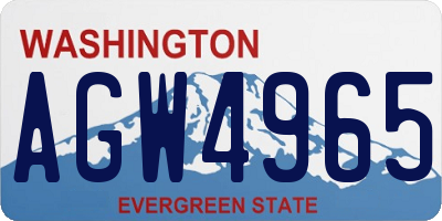 WA license plate AGW4965