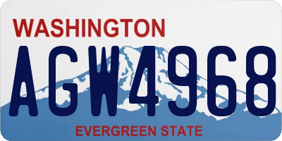 WA license plate AGW4968