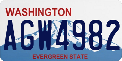 WA license plate AGW4982