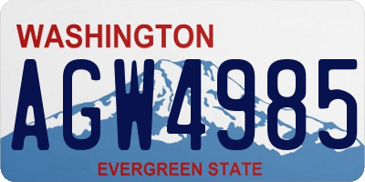 WA license plate AGW4985