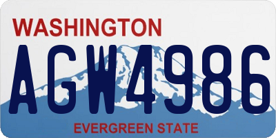 WA license plate AGW4986