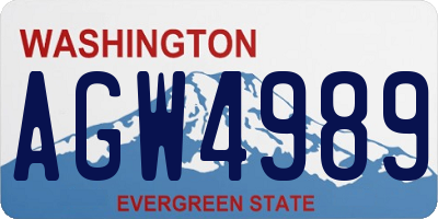 WA license plate AGW4989