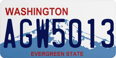 WA license plate AGW5013