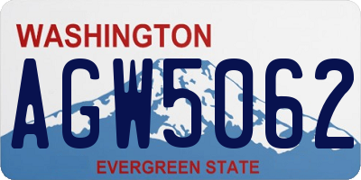 WA license plate AGW5062