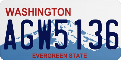 WA license plate AGW5136