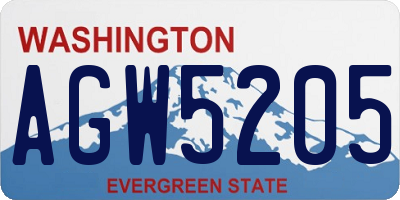WA license plate AGW5205