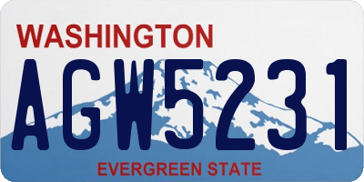 WA license plate AGW5231