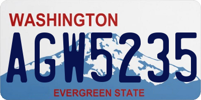 WA license plate AGW5235