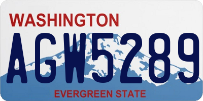 WA license plate AGW5289