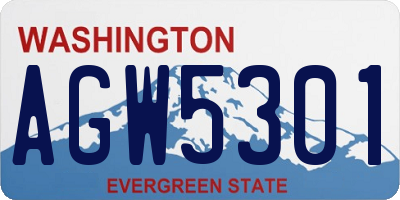 WA license plate AGW5301