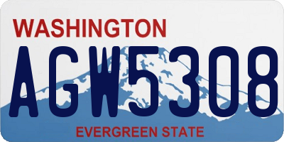 WA license plate AGW5308