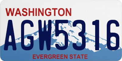 WA license plate AGW5316