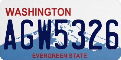WA license plate AGW5326