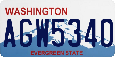 WA license plate AGW5340