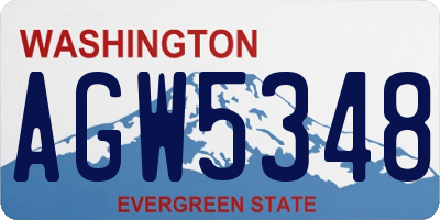 WA license plate AGW5348
