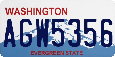 WA license plate AGW5356
