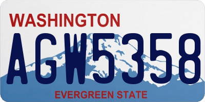 WA license plate AGW5358