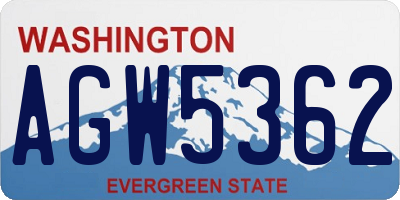 WA license plate AGW5362