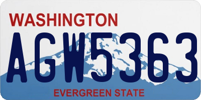 WA license plate AGW5363