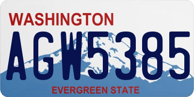 WA license plate AGW5385