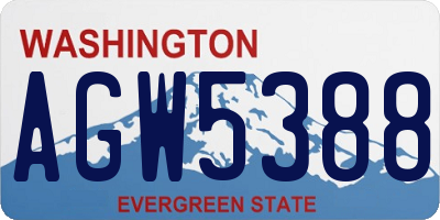 WA license plate AGW5388