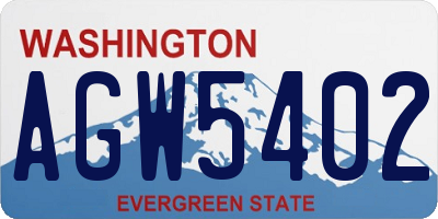WA license plate AGW5402