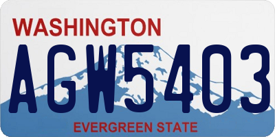 WA license plate AGW5403