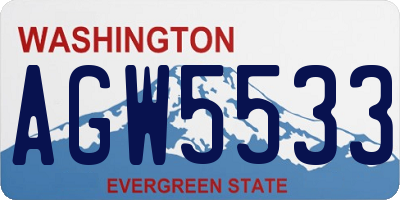 WA license plate AGW5533