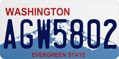 WA license plate AGW5802