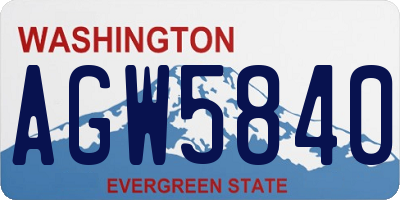 WA license plate AGW5840