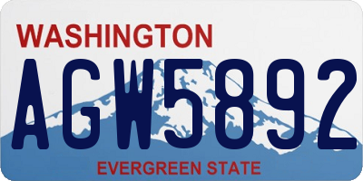 WA license plate AGW5892