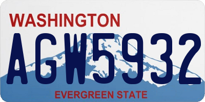WA license plate AGW5932