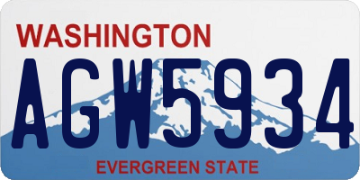 WA license plate AGW5934
