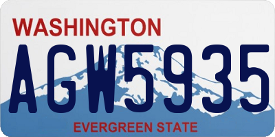 WA license plate AGW5935