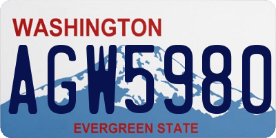 WA license plate AGW5980